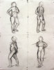 Intro to Proportion Exercise (5-minute poses), charcoal on paper, 24