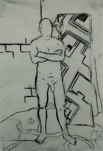 Linking the Figure to the Environment, charcoal on paper, 26