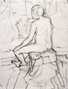 Foreshortened Legs, charcoal on paper, 24