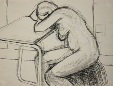 Charcoal Drawing with Pentimenti, charcoal on paper, 18