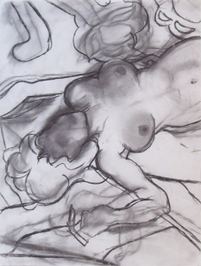 Charcoal Drawing with Pentimenti, charcoal on paper, 24